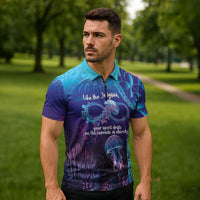 Polynesia Jellyfish Memorial Personalised Zipper Polo Shirt Infinity Jellies Polynesian Pattern LT14 - Polynesian Pride