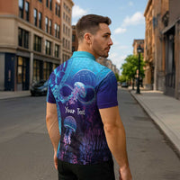 Polynesia Jellyfish Memorial Personalised Zipper Polo Shirt Infinity Jellies Polynesian Pattern LT14 - Polynesian Pride