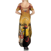 Australia And New Zealand ANZAC Summer Maxi Dress Aussie Kangaroo With Aotearoa Kiwi Lest We Forget LT14 - Polynesian Pride