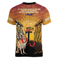 Australia And New Zealand ANZAC Women V-Neck T-Shirt Aussie Kangaroo With Aotearoa Kiwi Lest We Forget