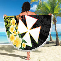 Wallis and Futuna Victory Day Beach Blanket Liberty Equality Fraternity Polynesian Plumeria