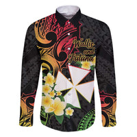 Wallis and Futuna Victory Day Family Matching Puletasi and Hawaiian Shirt Liberty Equality Fraternity Polynesian Plumeria LT14 Dad's Shirt - Long Sleeve Black - Polynesian Pride