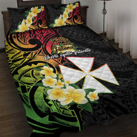 Wallis and Futuna Victory Day Quilt Bed Set Liberty Equality Fraternity Polynesian Plumeria LT14 Black - Polynesian Pride