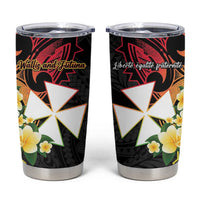 Wallis and Futuna Victory Day Tumbler Cup Liberty Equality Fraternity Polynesian Plumeria