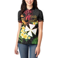 Wallis and Futuna Victory Day Women Polo Shirt Liberty Equality Fraternity Polynesian Plumeria