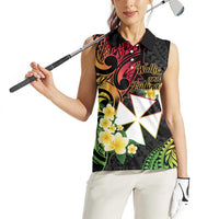 Wallis and Futuna Victory Day Women Sleeveless Polo Shirt Liberty Equality Fraternity Polynesian Plumeria