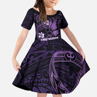 Personalised Fibromyalgia Awareness Month Family Matching Off The Shoulder Long Sleeve Dress and Hawaiian Shirt Fibro Warrior Strength In Every Struggle