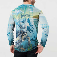 Personalized Snorkeling Hawaii Button Sweatshirt Ocean Lover Hawaiian Kakau Honu Turtle