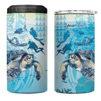 Personalized Snorkeling Hawaii 4 in 1 Can Cooler Tumbler Ocean Lover Hawaiian Kakau Honu Turtle
