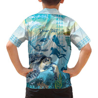 Personalized Snorkeling Hawaii Family Matching Long Sleeve Bodycon Dress and Hawaiian Shirt Ocean Lover Hawaiian Kakau Honu Turtle LT14 - Polynesian Pride