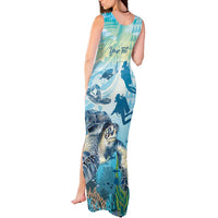 Personalized Snorkeling Hawaii Tank Maxi Dress Ocean Lover Hawaiian Kakau Honu Turtle