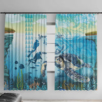 Personalized Snorkeling Hawaii Window Curtain Ocean Lover Hawaiian Kakau Honu Turtle