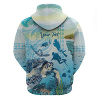 Personalized Snorkeling Hawaii Zip Hoodie Ocean Lover Hawaiian Kakau Honu Turtle