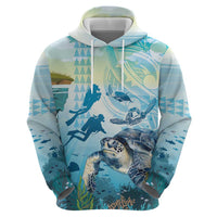 Personalized Snorkeling Hawaii Zip Hoodie Ocean Lover Hawaiian Kakau Honu Turtle