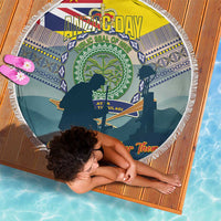 Niue ANZAC Day Beach Blanket We Will Remember Them Camouflage Style