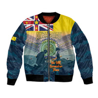 Niue ANZAC Day Bomber Jacket We Will Remember Them Camouflage Style LT14 Unisex Yellow - Polynesian Pride