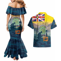 Niue ANZAC Day Couples Matching Mermaid Dress and Hawaiian Shirt We Will Remember Them Camouflage Style