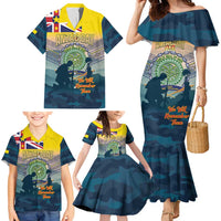 Niue ANZAC Day Family Matching Mermaid Dress and Hawaiian Shirt We Will Remember Them Camouflage Style