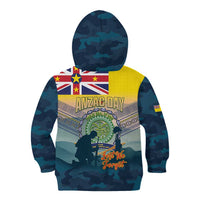 Niue ANZAC Day Kid Hoodie We Will Remember Them Camouflage Style