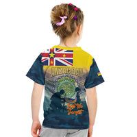 Niue ANZAC Day Kid T Shirt We Will Remember Them Camouflage Style