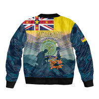 Niue ANZAC Day Sleeve Zip Bomber Jacket We Will Remember Them Camouflage Style LT14 - Polynesian Pride