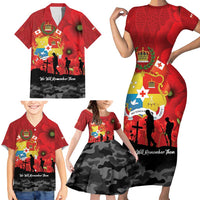 Tonga ANZAC Day Family Matching Short Sleeve Bodycon Dress and Hawaiian Shirt Ngatu Pattern We Will Remember Them LT14 - Polynesian Pride