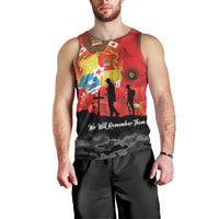 Tonga ANZAC Day Men Tank Top Ngatu Pattern We Will Remember Them