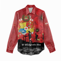 Tonga ANZAC Day Women Casual Shirt Ngatu Pattern We Will Remember Them