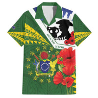 Cook Islands ANZAC Day Family Matching Short Sleeve Bodycon Dress and Hawaiian Shirt Last Post Lest We Forget LT14 Dad's Shirt - Short Sleeve Green - Polynesian Pride