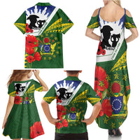 Cook Islands ANZAC Day Family Matching Summer Maxi Dress and Hawaiian Shirt Last Post Lest We Forget