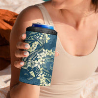 Cyan Polynesia Hammerhead Shark Tattoo With Plumeria Lei 4 in 1 Can Cooler Tumbler