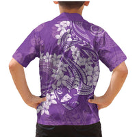 Purple Polynesia Hammerhead Shark Tattoo With Plumeria Lei Family Matching Mermaid Dress and Hawaiian Shirt