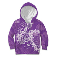 Purple Polynesia Hammerhead Shark Tattoo With Plumeria Lei Kid Hoodie