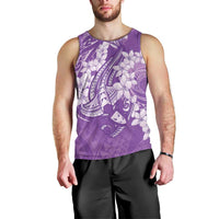 Purple Polynesia Hammerhead Shark Tattoo With Plumeria Lei Men Tank Top