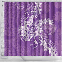 Purple Polynesia Hammerhead Shark Tattoo With Plumeria Lei Shower Curtain
