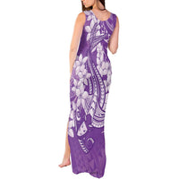 Purple Polynesia Hammerhead Shark Tattoo With Plumeria Lei Tank Maxi Dress