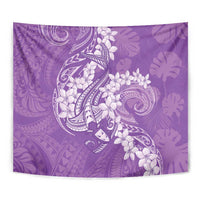 Purple Polynesia Hammerhead Shark Tattoo With Plumeria Lei Tapestry