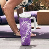 Purple Polynesia Hammerhead Shark Tattoo With Plumeria Lei Tumbler With Handle