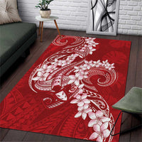 Red Polynesia Hammerhead Shark Tattoo With Plumeria Lei Area Rug