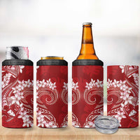 Red Polynesia Hammerhead Shark Tattoo With Plumeria Lei 4 in 1 Can Cooler Tumbler