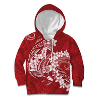 Red Polynesia Hammerhead Shark Tattoo With Plumeria Lei Kid Hoodie