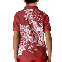 Red Polynesia Hammerhead Shark Tattoo With Plumeria Lei Kid Polo Shirt