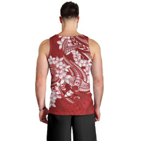 Red Polynesia Hammerhead Shark Tattoo With Plumeria Lei Men Tank Top