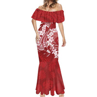 Red Polynesia Hammerhead Shark Tattoo With Plumeria Lei Mermaid Dress