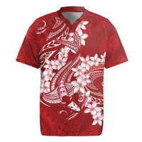 Red Polynesia Hammerhead Shark Tattoo With Plumeria Lei Rugby Jersey