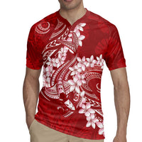 Red Polynesia Hammerhead Shark Tattoo With Plumeria Lei Rugby Jersey