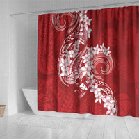 Red Polynesia Hammerhead Shark Tattoo With Plumeria Lei Shower Curtain