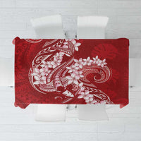 Red Polynesia Hammerhead Shark Tattoo With Plumeria Lei Tablecloth