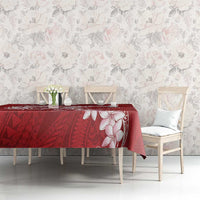 Red Polynesia Hammerhead Shark Tattoo With Plumeria Lei Tablecloth