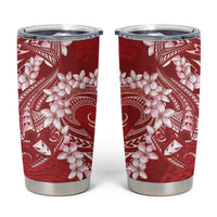 Red Polynesia Hammerhead Shark Tattoo With Plumeria Lei Tumbler Cup LT14 Red - Polynesian Pride